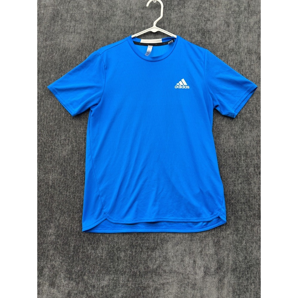 Adidas Aeroready Performance T Shirt Mens Small Blue Mesh Logo Athletic Workout